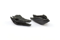 Black Crocodile Skull, 1 Oxidized Brass Black Crocodile Skull With 1 Loop, Findings, Charms (27x9mm) BS 1878 S707