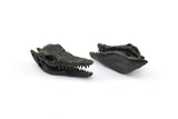 Black Crocodile Skull, 1 Oxidized Brass Black Crocodile Skull With 1 Loop, Findings, Charms (27x9mm) BS 1878 S707