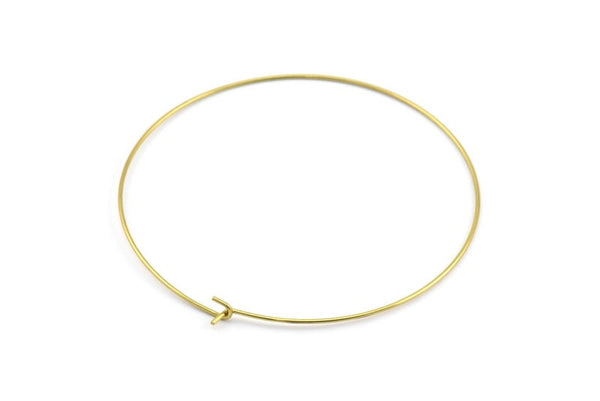 Brass Earring Wires, 25 Raw Brass Earring Studs, Wire Hoops (60x0.8mm) E171
