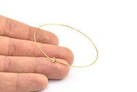 Brass Earring Wires, 25 Raw Brass Earring Studs, Wire Hoops (60x0.8mm) E171