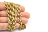 Fish Bone Chain, 2 Meters Raw Brass Textured Fish Bone Chain (11mm) Z096