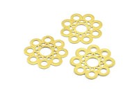 Brass Flower Charm, 12 Raw Brass Flower Filigree (28mm) Brs 441 A0703