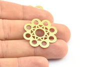 Brass Flower Charm, 12 Raw Brass Flower Filigree (28mm) Brs 441 A0703