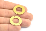 Pirinç Küpe Buluntusu, 3 Delikli 12 Ham Pirinç Yuvarlak Küpe Buluntusu, Tılsımlar (25 mm) Brs 2 A0278