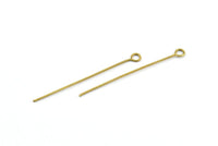 Brass Ball Pin, 100 Raw Brass Eye Pins, Findings (40x0.7mm) Bs 1155