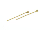 Brass Ball Pin, 100 Raw Brass Eye Pins, Findings (40x0.7mm) Bs 1155