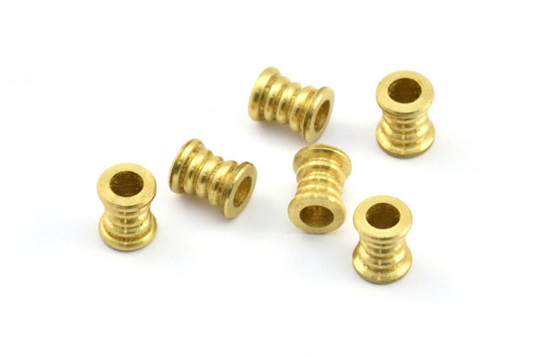 20 Raw Brass Industrial Tubes, Spacer Beads, Findings (7x6mm) D0051