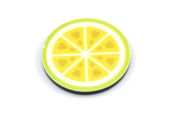 Fridge Magnet Parts, 4 Fridge Plastic Lemon Slice Magnet Parts (25x2mm)