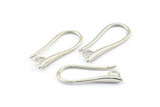 Silver Ear Hooks, 12 Silver Tone Earring Wires, Earring Hooks (20x8mm) BS 1709