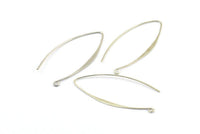 Silver Stud Earring Wires, 12 Silver Tone Needle Bar Earring Wires with 1 Loop (43x0.7mm) BS 2132