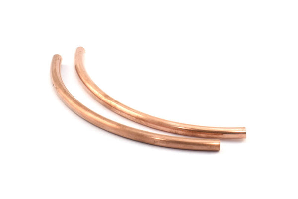 3 Raw Copper Curved Extra Long Tube Findings (110 X 5 Mm) D0479