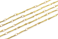 Link Chain, 2 M Raw Brass Soldered Bar Link Chain (12x1mm) W-56 Z121