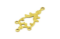 Brass Earring Charm, 60 Raw Brass Earring Findings With 3 Loops (34x15mm) Brs 408 (a0205)