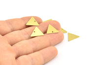 14mm Brass Triangle, 100 Raw Brass Triangle Pendants with 1 Hole, Charms  (12x14mm)  A0015