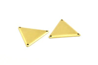 Brass Cambered Triangle, 50 Raw Brass Triangle Connectors With 3 Holes (22x25mm) Brs 3012 A0023
