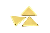 Brass Cambered Triangle, 50 Raw Brass Triangle Connectors With 3 Holes (22x25mm) Brs 3012 A0023