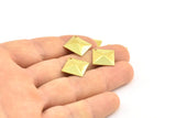 Brass Square Pyramid, 25 Raw Brass Square Pyramid Textured Tribal Charms, Findings (13mm) Brs 572 ( A0025 )