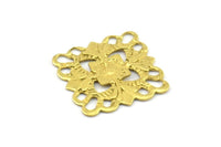 Square Filigree Charm, 20 Raw Brass Square Filigree Charms, Pendant, Findings (15mm) Brs 414 A0273