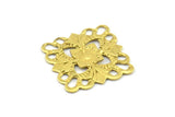 Square Filigree Charm, 100 Raw Brass Square Filigree Charms, Pendant, Findings (15mm)  Brs 414 A0273