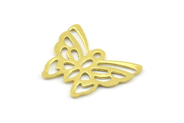 Ham Pirinç Kelebek, 100 Ham Pirinç Kelebek Tılsımı, Kolye Ucu (15x12mm) Brs 524 (A0162)