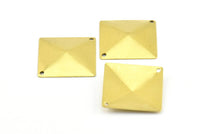Brass Pyramid Connector, 30 Raw Brass Pyramid Stamping Connectors With 2 Holes (20x20mm) A0095