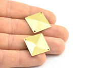 Brass Pyramid Connector, 30 Raw Brass Pyramid Stamping Connectors With 2 Holes (20x20mm) A0095