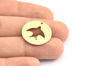 Brass Bird Necklace, 10 Raw Brass Bird Tags With 1 Hole, Findings, Charms (23x0.9mm) K636