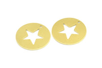Brass Star Necklace, 10 Raw Brass Star Tags With 1 Hole, Findings, Charms (23x0.9mm) K640