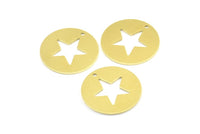 Brass Star Necklace, 10 Raw Brass Star Tags With 1 Hole, Findings, Charms (23x0.9mm) K640
