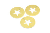 Brass Star Necklace, 10 Raw Brass Star Tags With 1 Hole, Findings, Charms (23x0.9mm) K640