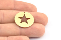Brass Star Necklace, 10 Raw Brass Star Tags With 1 Hole, Findings, Charms (23x0.9mm) K640