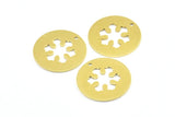 Brass Snowflake Necklace, 10 Raw Brass Snowflake Tags With 1 Hole, Findings, Charms (23x0.9mm) K634