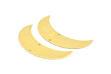 Moon Crescent Charm, 4 Raw Brass Moons with 2 Holes (57x15x0.80mm) BS 1992