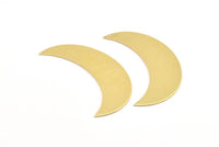 Moon Crescent Pendant, 4 Raw Brass Crescent Pendants, Findings (57x15x0.80mm) BS 1993