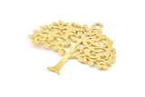 Brass Tree Charm, 2 Raw Brass Tree Charms With 1 Loop, Pendant, Findings (36.5x40x1.2mm) BS 2001