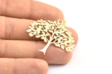 Brass Tree Charm, 2 Raw Brass Tree Charms With 1 Loop, Pendant, Findings (36.5x40x1.2mm) BS 2001