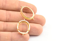 Brass Oval Setting, 4 Raw Brass Oval Settings With 2 Loops and 1 Pad Setting (29x19x4mm) BS 2036