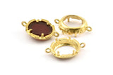 Brass Oval Setting, 6 Raw Brass Oval Setting With 2 Loops and 1 Pad Setting (21x14x4.5mm) BS 2037