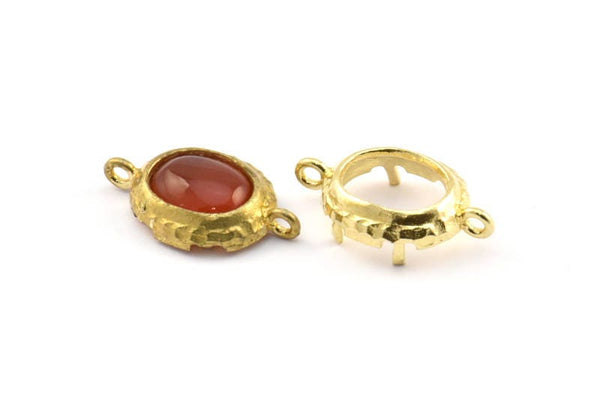 Brass Oval Setting, 8 Raw Brass Oval Setting With 2 Loops and 1 Pad Setting (20x12x3mm) BS 2040