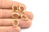 Brass Oval Setting, 8 Raw Brass Oval Setting With 2 Loops and 1 Pad Setting (20x12x3mm) BS 2040
