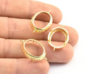 Brass Oval Setting, 4 Raw Brass Oval Settings With 2 Loops and 1 Pad Setting (27x17x3.8mm) BS 2034
