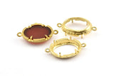 Brass Oval Setting, 6 Raw Brass Oval Settings With 2 Loops and 1 Pad Setting (25x15.5x3mm) BS 2039