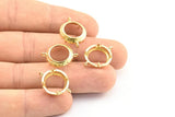 Brass Round Setting, 6 Raw Brass Round Settings With 2 Loops and 1 Pad Setting (21x15.5x3.5mm) BS 2033