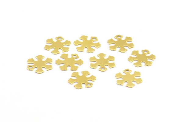 Pirinç Kar Tanesi Tılsımı, 1 Delikli 100 Ham Pirinç Kar Tanesi Tılsımı (9,5x0,4 mm) A0918