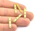 4 Holes Connectors, 50 Raw Brass with 4 Holes Connectors  (25x4mm) A0311