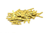 Bohemian Brass Connector, 50 Raw Brass 4 Holes Rectangle Connector Findings, Charms (25x4mm) Brs 343 A0311