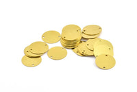 Brass Stamping Tag, 50 Raw Brass Stamping Tag With 2 Holes Connectors, Stamping Tags (16mm) Brs 64 ( A0256 )