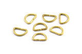 10mm Circle Jump Ring - 50 Raw Brass Semi Circle Connectors Jump Rings (10x7mm) Brs 522 L010