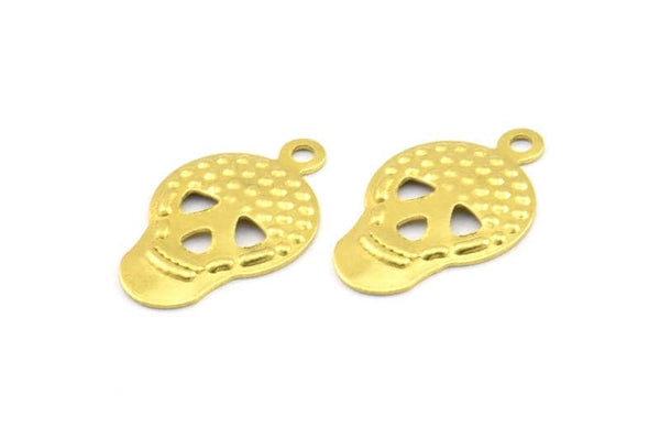 Brass Skull Charm, 30 Raw Brass Skull Charms (16x10mm) A0630