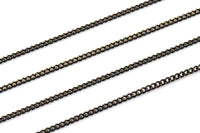 Black Antique Brass, 100 Meters - 330 Feet (2x2.5mm) Black Antique Brass Sparkle Bright Faceted Soldered Curb Chain - Z061